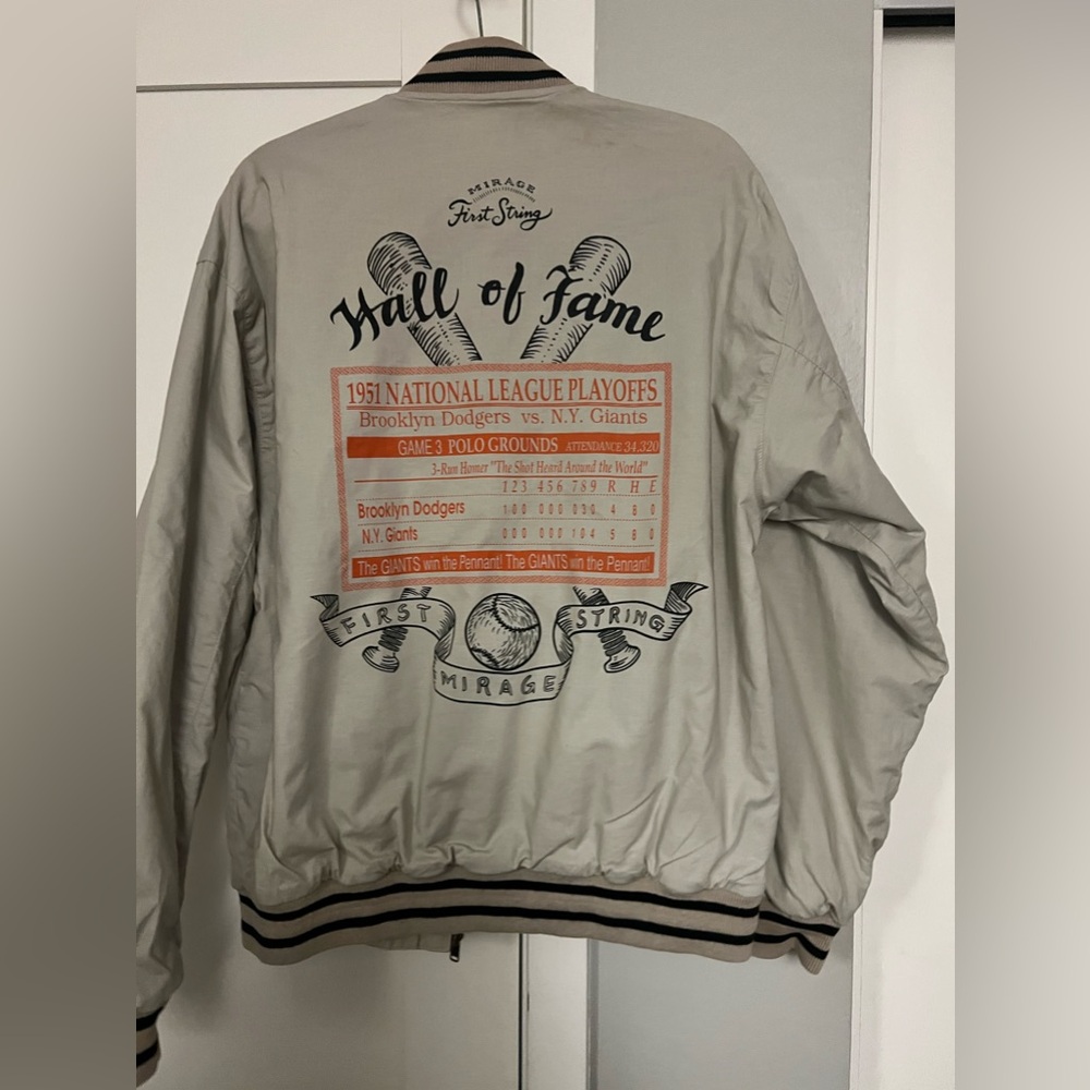 RARE Vtg Mirage First String 80s 1951 NY GIANTS Bomber Jacket L Reversible MLB